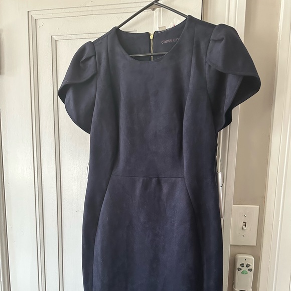 calvin klein blue suede dress Calvin Klein suede dress Petite S (4-6)
